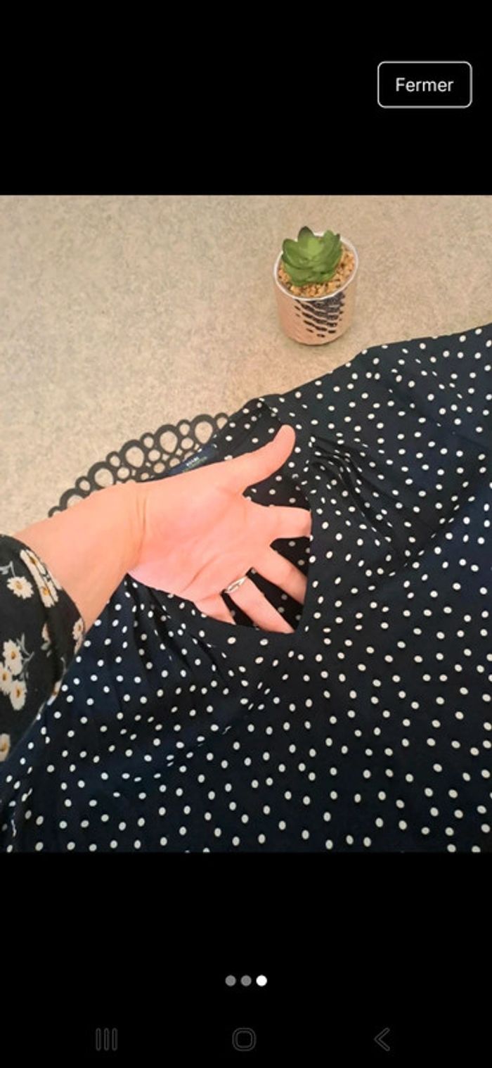 Blouse légère bleu marine a pois Taille S Kiabi - photo numéro 2
