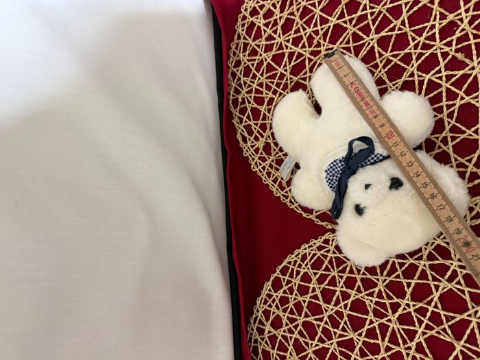 doudou ours blanc bavoir vichy bleu marque le petit ours - photo numéro 5