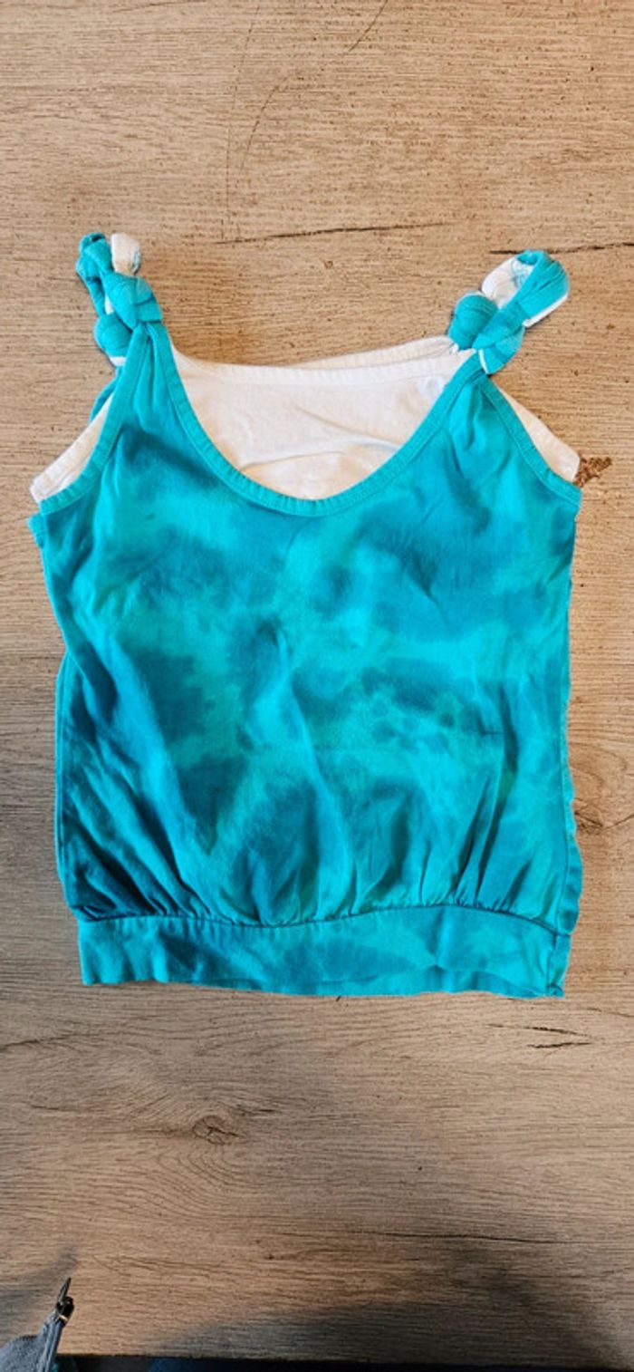 Débardeur turquoise avec t shirt blanc, In Extenso, taille 6 ans