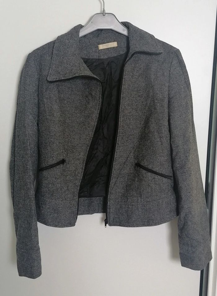 Veste / Blazer en laine gris foncé Taille 38 Promod - photo numéro 9