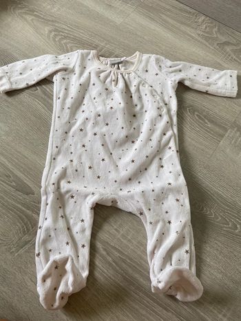 Pyjama velours grenouillère natalys bébé fille 6 mois