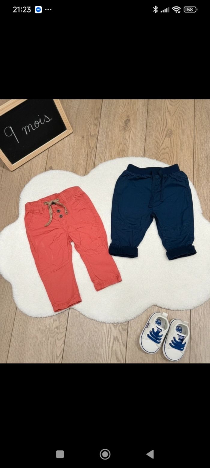 Lot de pantalons doublés et chauds 9 mois