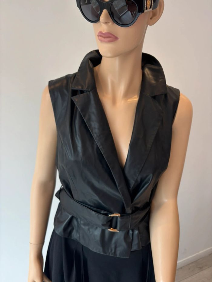 Robe combinaison avec haut en cuir et jupe longue Zara - photo numéro 4