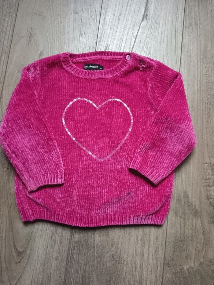 Pull velours coeur 18 mois