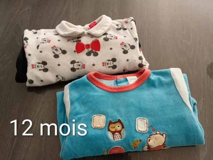 Lot pyjamas mixte 12 mois Disney