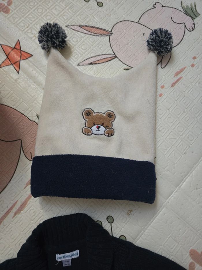 Veste et bonnet 9 mois gilet bleu marine vertbaudet - photo numéro 4