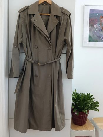 Trench vintage ceinturé kaki léger