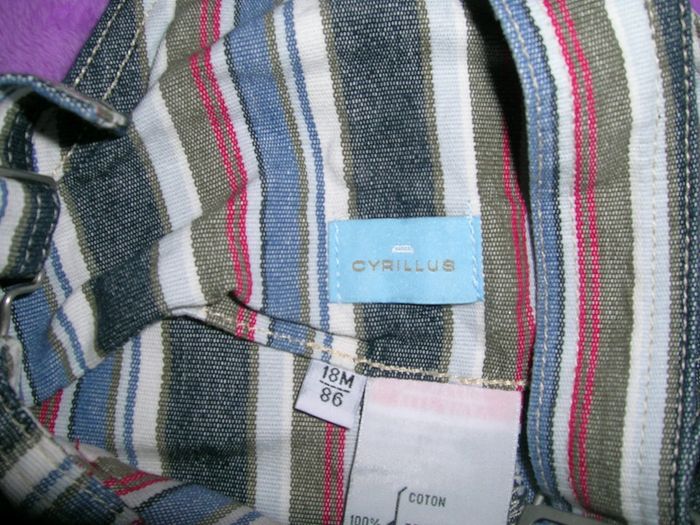 salopette rayée en jeans "cyrillus" 18 mois - photo numéro 5