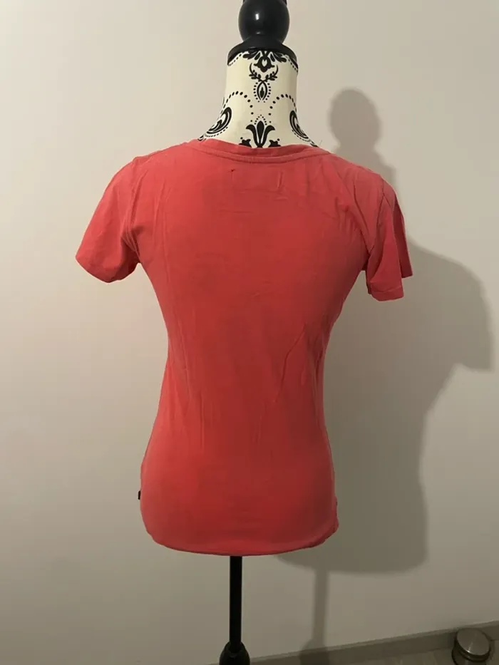 T-shirt Le Temps des Cerises rose corail taille S avec strass, col V - photo numéro 5