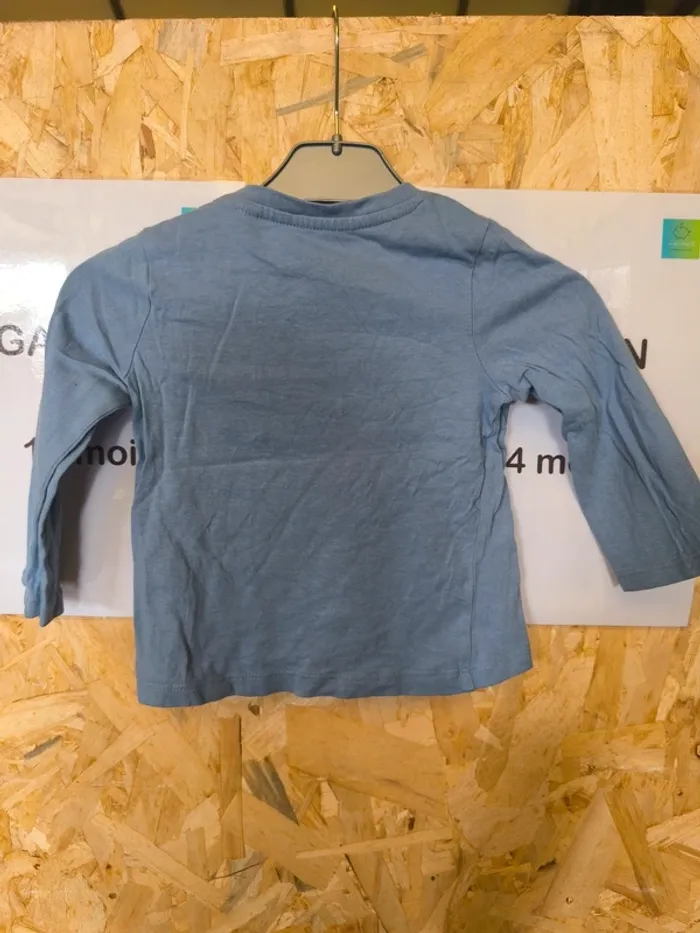 325232 tee-shirt ML bleu garçon 18 mois - photo numéro 2