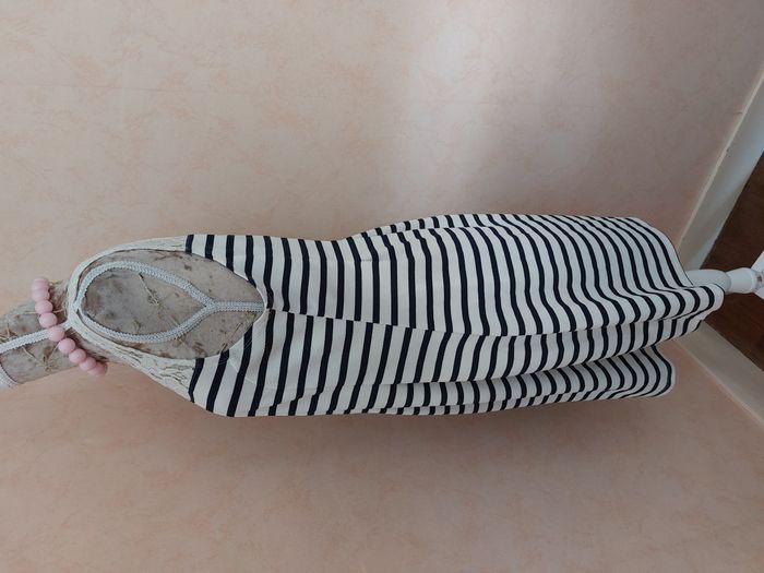 Robe marinière courte sans manche haut dentelle taille 40 - photo numéro 8