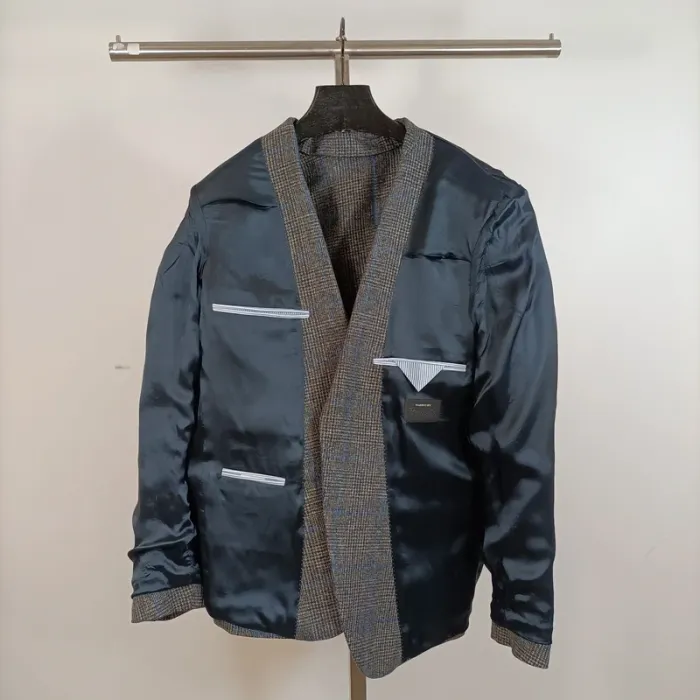 Veste à carreaux en lin Collection Premium - Taille 50 A490 - photo numéro 12