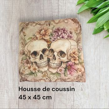 Housse de coussin  tête de mort gothique