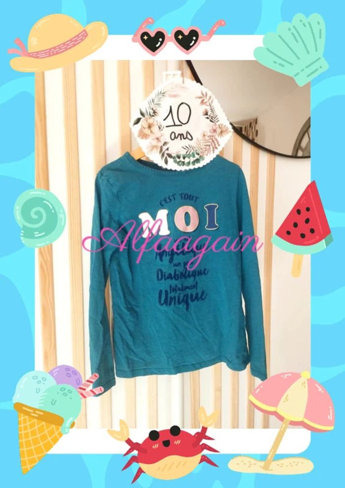 T-shirt manches longues bleu Gémo 10ans