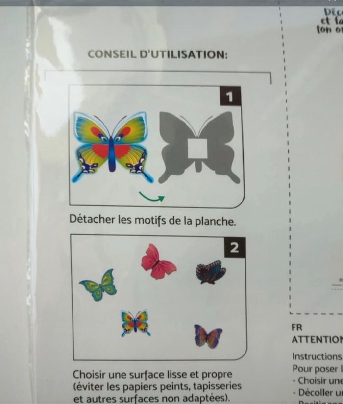 Lot de 6 papillons décoratifs 8-10 cm - adhésifs muraux - photo numéro 3