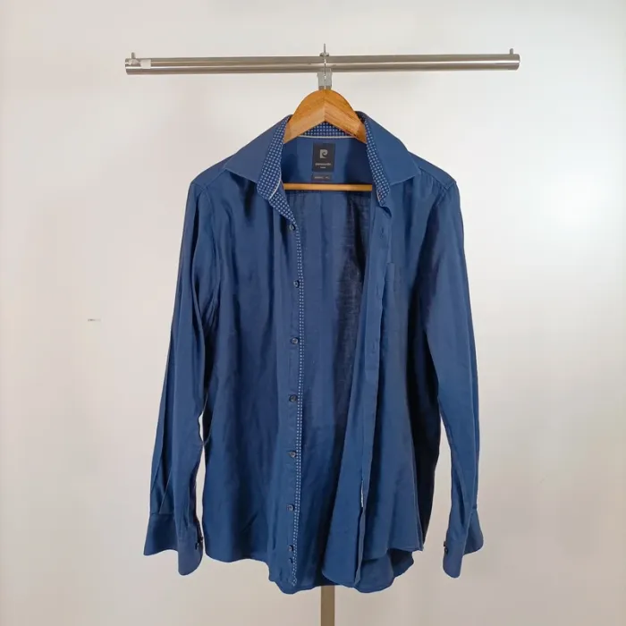 Chemise homme bleu foncé Pierre Cardin, col à motif, taille 41 1311