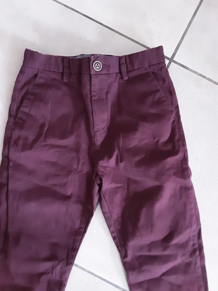 Pantalon jeans habillé bordeaux ajustable T. 10 ans