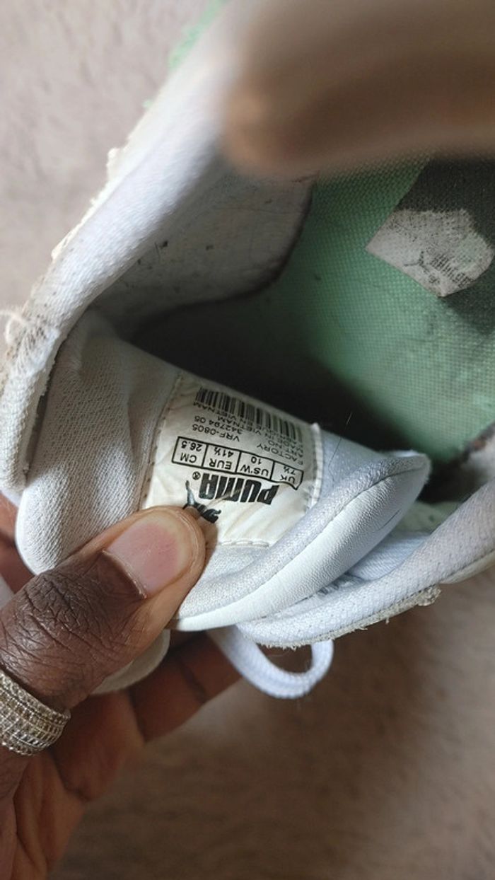 Basket Puma blanc et vert partiellement en cuir - photo numéro 7
