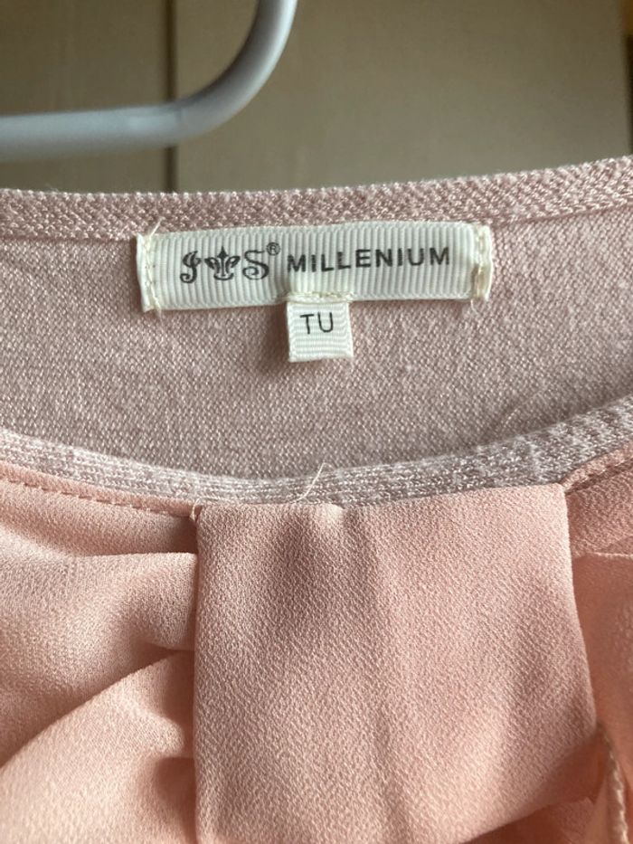 Superbe pull rose pastel Millenium avec noeud en soie taille unique - photo numéro 5