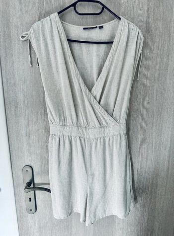 Combinaison short en lin sans manches beige taille S 34 36 Kiabi