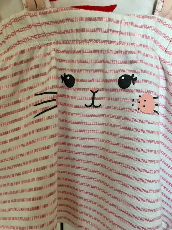 Robe salopette lapin rayé rose /blanc 24 mois H&M - photo numéro 2