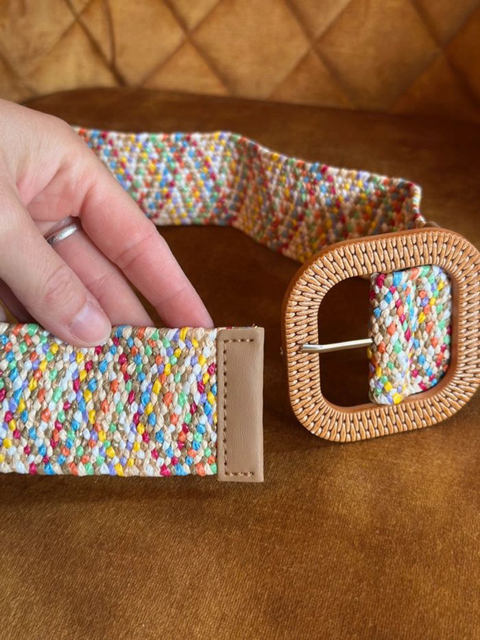 🌈 Ceinture tressée multicolore avec boucle carrée - photo numéro 3