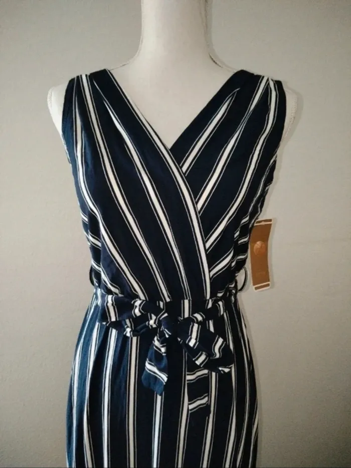 Robe longue à rayures sans manches bleu marine - photo numéro 2