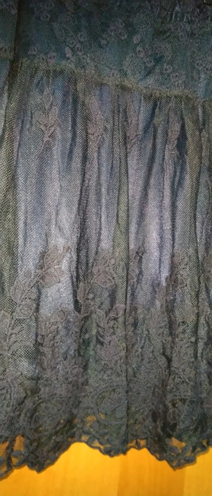 Jupe de fête volantée en tulle et broderies marine femme taille unique it hippie - photo numéro 5