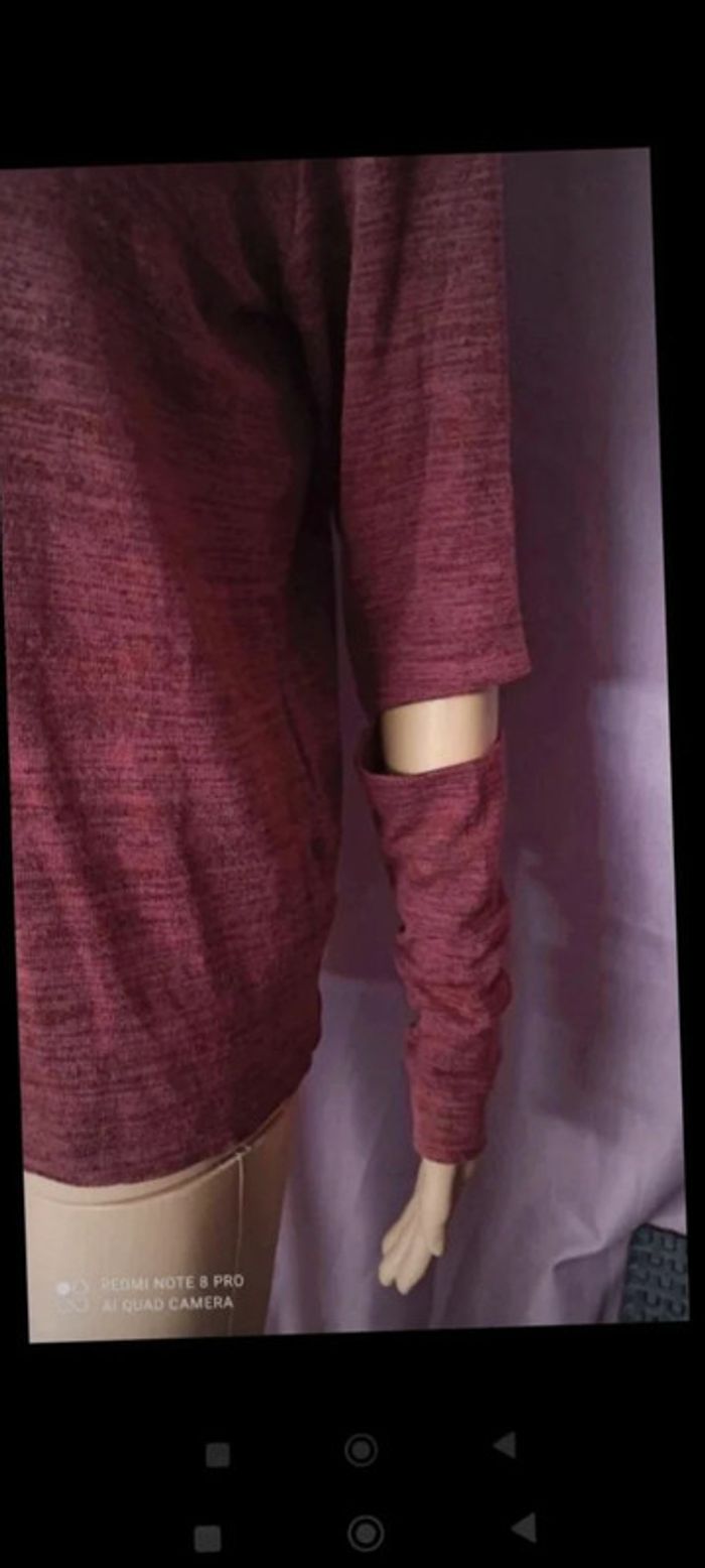 Tee shirt top Bordeaux ouverture manche taille l - photo numéro 4