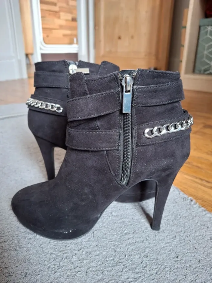 Bottines hautes talons noires esprit rock Gémo - photo numéro 4