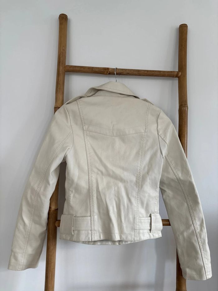 Veste cuir blanche crème - photo numéro 7