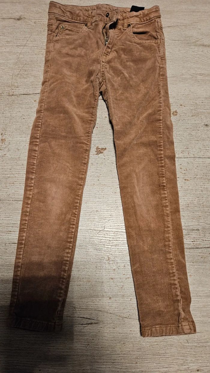 Pantalon slim en velour kamel, H&M LOGG, 7/8 ans, nickel - photo numéro 4