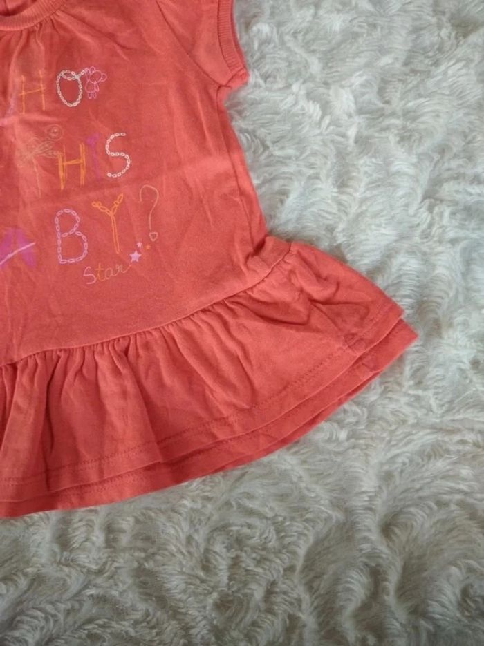 Tunique chemise manches courtes Robe courte Fille 6 mois 100% coton "where is the Baby star ?" - photo numéro 8