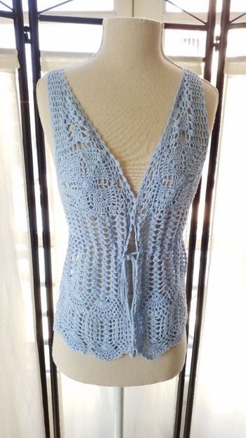 Gilet bleu à noué taille M