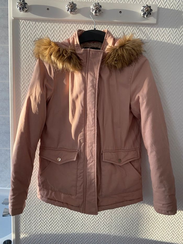 Manteau à capuche rose pâle Kiabi S - photo numéro 2