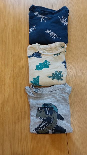 Lot 3 t-shirts manches longues dinos