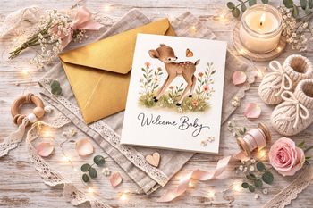 Enveloppe dorée + jolie carte - excellent état