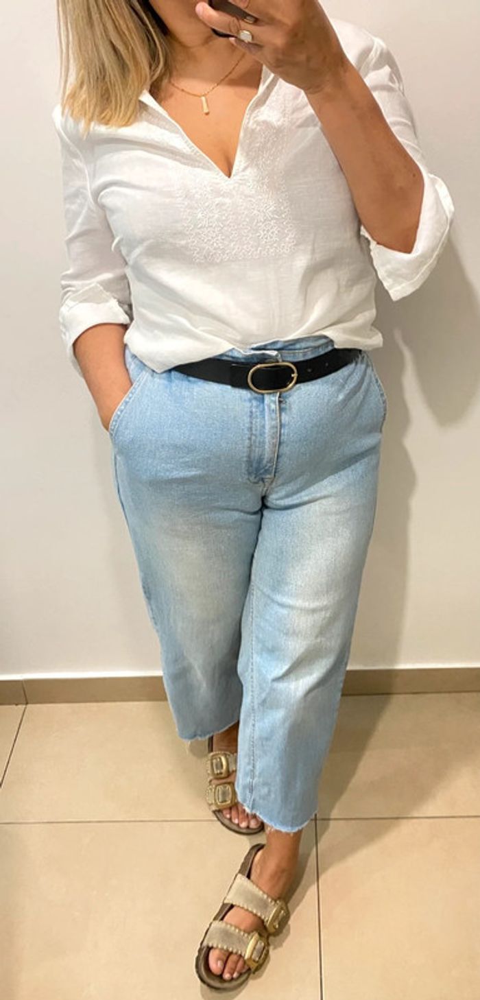 🤍 Blouse blanche en lin brodée – Promod Taille 38 - photo numéro 3