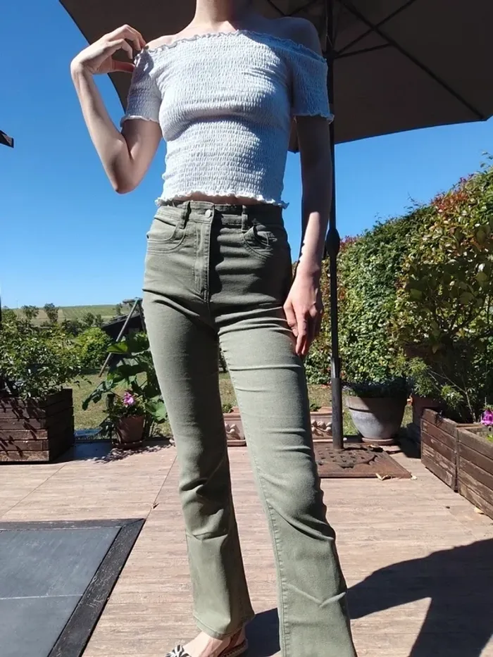 Jean flare évasé kaki T38 - Shein - photo numéro 3