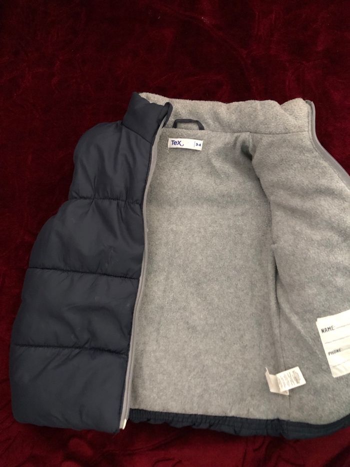 Doudoune sans manche marine doublé polaire gris - photo numéro 3