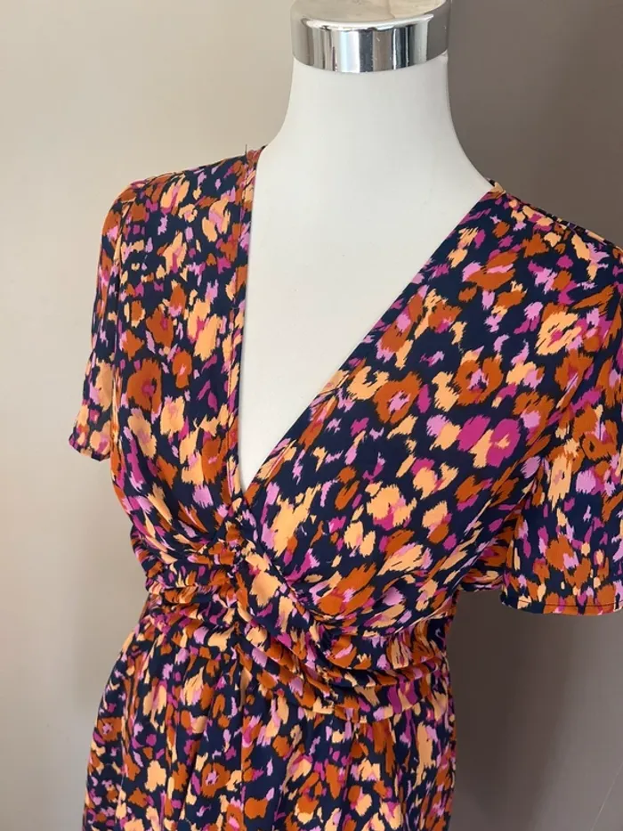 Boutique indépendante, robe imprimée multicolore été soirée taille 40/L - photo numéro 3