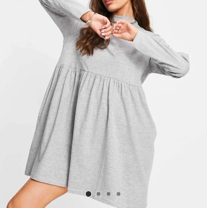Robe t-shirt coton gris manches longues Style baby doll Brave Soul Taille S - photo numéro 6