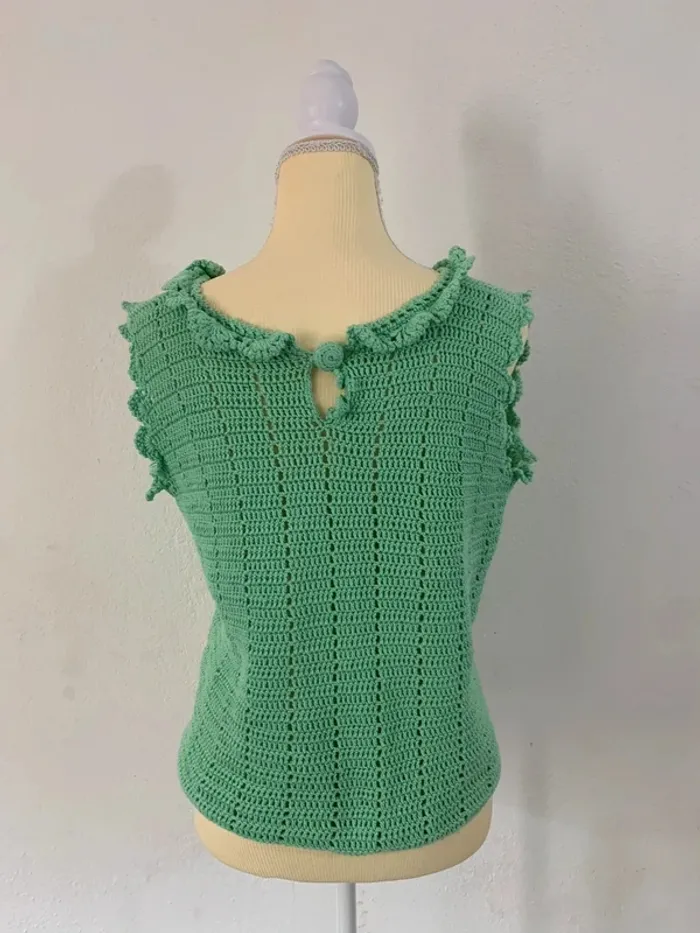 Haut crochet vert – Fait main - Taille M - photo numéro 3