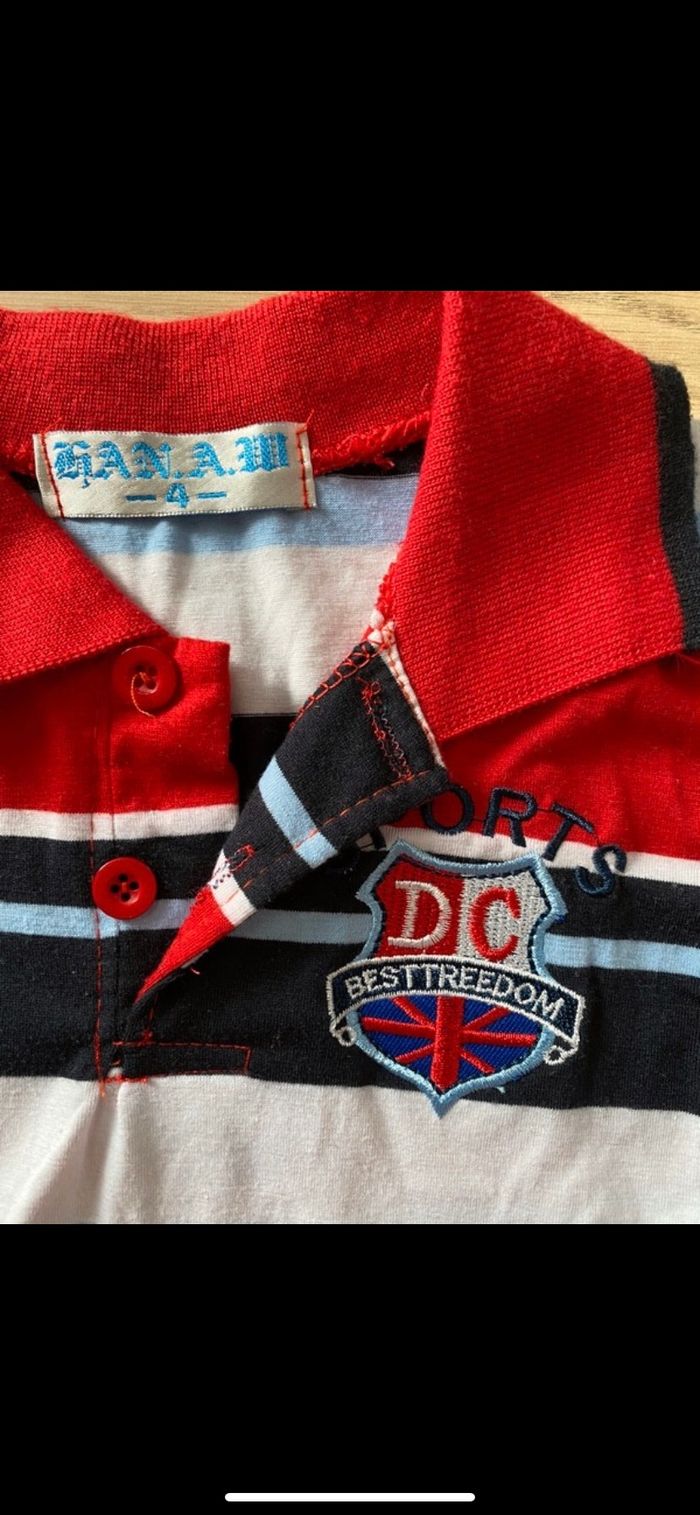 Polo rouge rayé bleu 4ans - photo numéro 2
