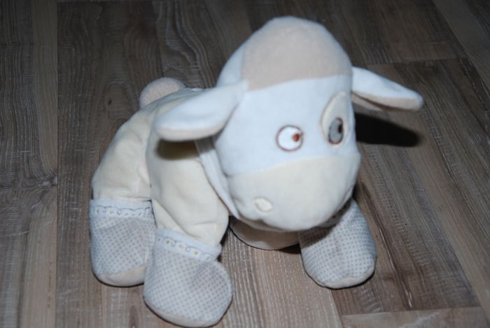 Doudou peluche vache beige bandana pois Mots d'Enfants