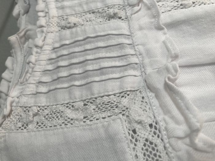 Blouse Monoprix blanche dentelle & pintucks – 10 ans - photo numéro 3