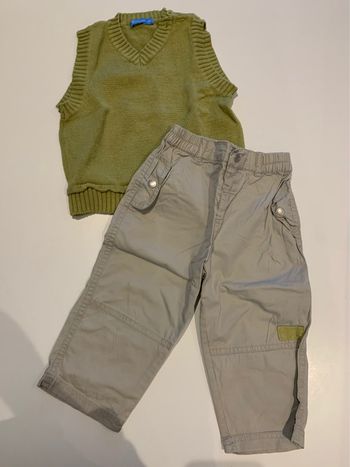Ensemble bébé garçon pantalon et pull sans manches 18 mois