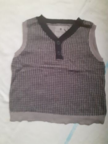 Débardeur en maille pied de poule gris et noir