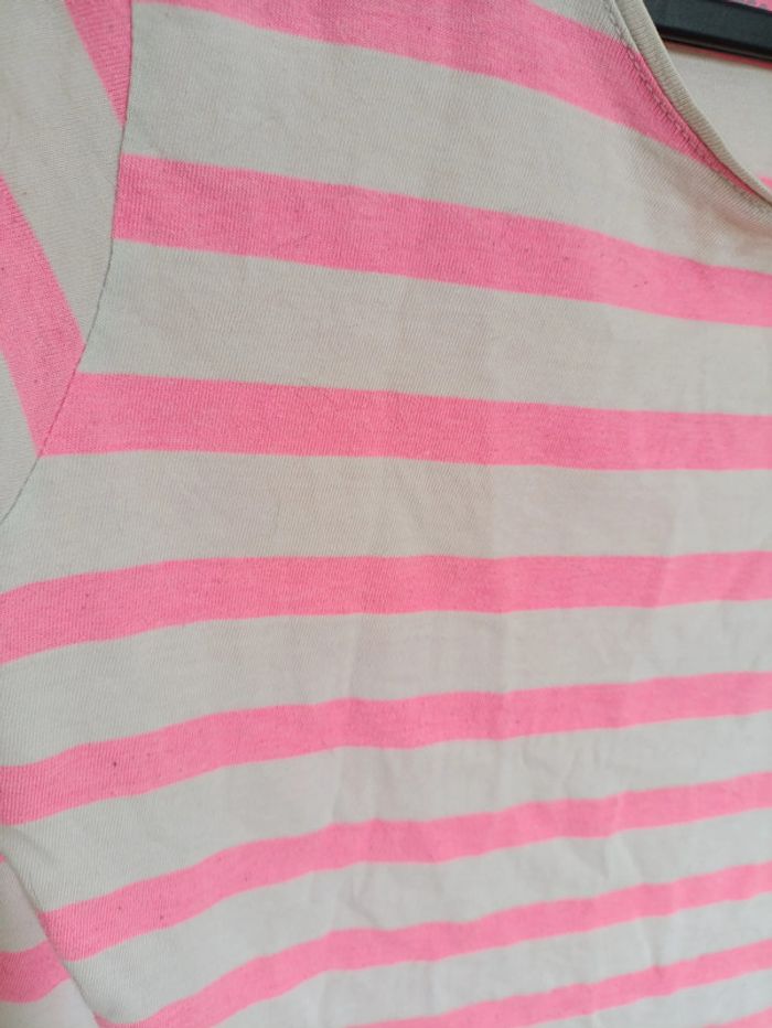 T-shirt rayé rose fluo et gris Bilook - photo numéro 2