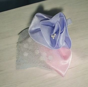 barrette à clip tissu fleurs et tulle fille